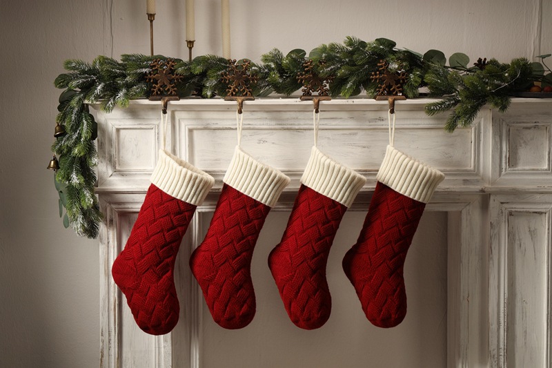 Knitted Christmas Stockings Large Size Cable Knit Holiday Decorative Gifts